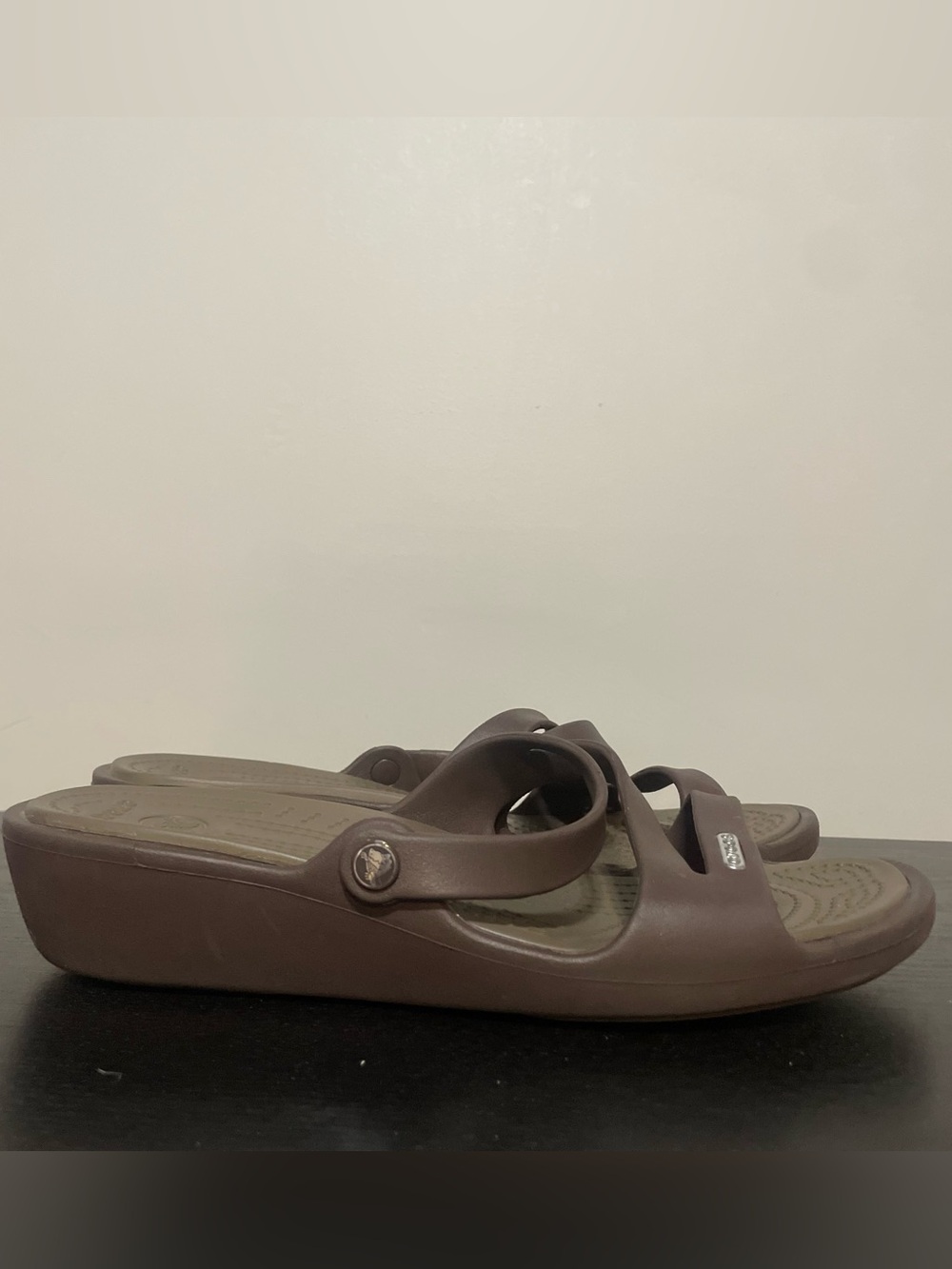 CROCS Women's Brown Slip-On Wedge Sandals | Size 9